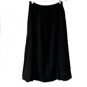 FLAX / Black Linen Maxi Midi Natural Fiber Skirt / Size Medium